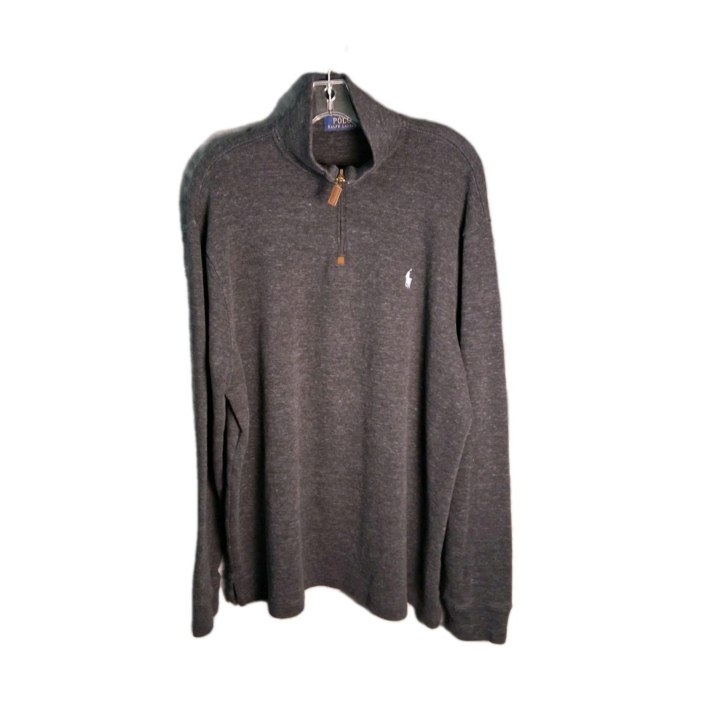 Polo Ralph Lauren Men's XL Gray Quarter Zip Popover Embroidered Pony Logo‎